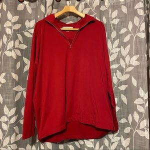 Red Play Dry Half Zip Long Sleeve